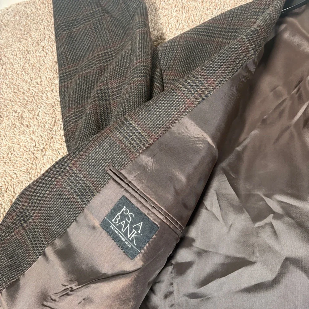 Jos A Bank Mens 48L Wool Blazer Glen Plaid 2 Button Sport Coat Jacket Old Money